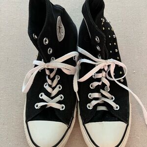 Converse Black and White Studded High-Top Sneakers